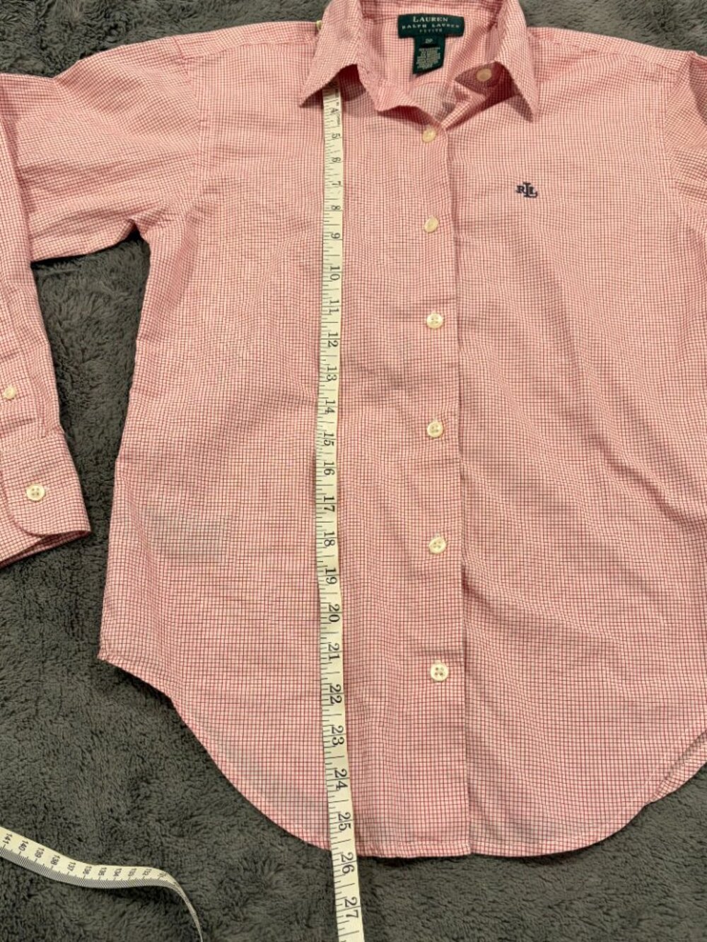 Lauren Ralph Lauren red gingham button-down shirt, size women's 2P - Picture 6 of 8